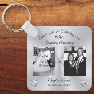 Porte-clés PHOTO Personnalisée 60e anniversaire Mariage Faveu