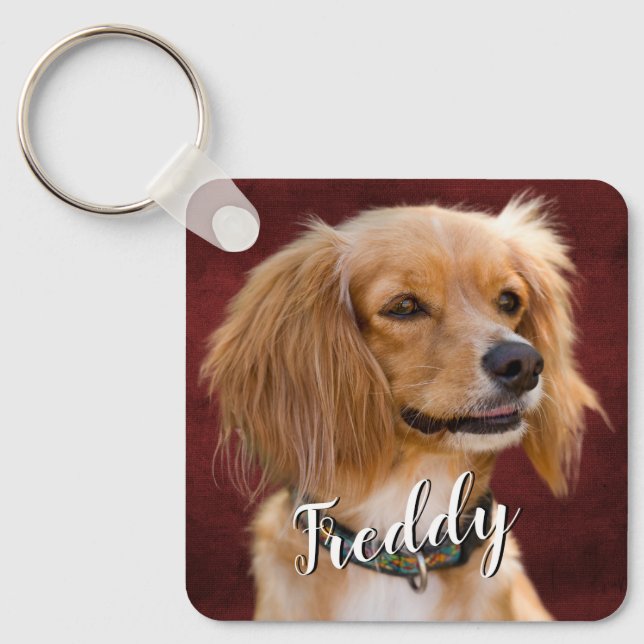 Porte-clés Photo personnalisée avec devis de chien 2 côtés (Recto)