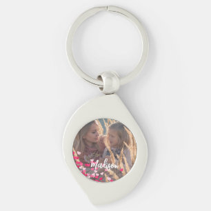 Porte-clés Photo Personnalisée Coeurs roses Dispersés