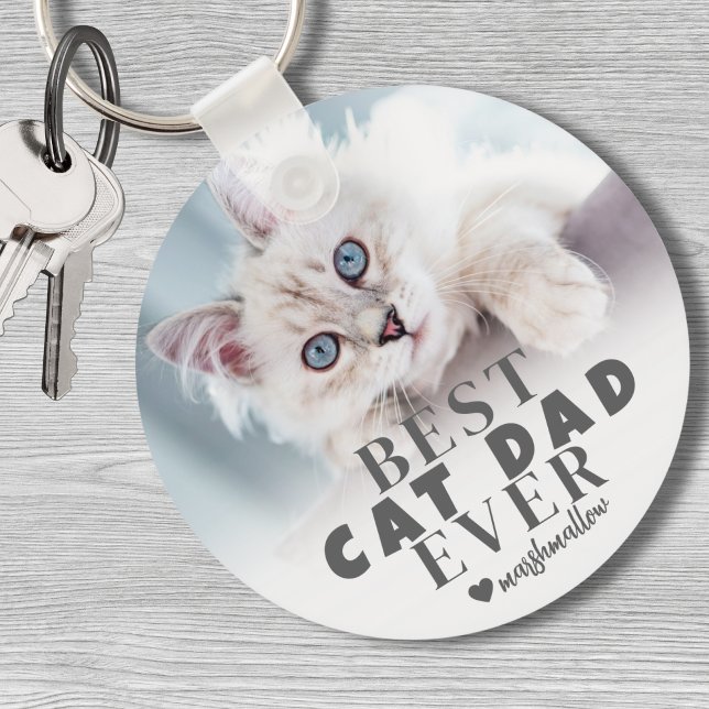 Porte-clés Photo Personnalisée de l'animal de compagnie papa (Cat Dad Personalized Pet Photo keychain)