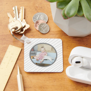 Porte-clés Photo personnalisée et Motif gris