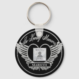Porte-clés Photo personnalisée Mémorial Coeur Argent