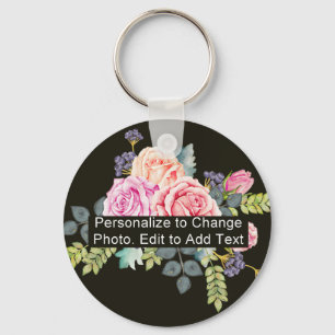 Porte-clés Photo personnalisée Nom de l'art Monogramme Quote 
