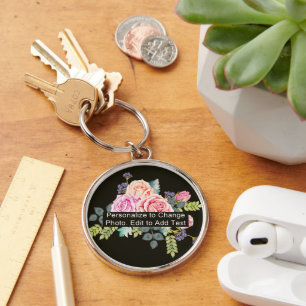 Porte-clés Photo personnalisée Nom Monogramme Quote Grand Pre
