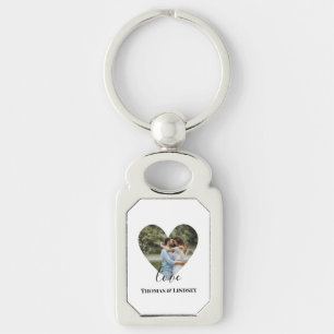 Porte-clés Photo personnelle Heart Frame Modern Calligraphy