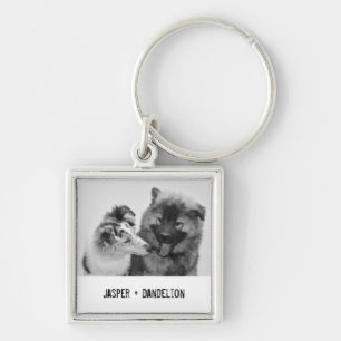 Porte-clés Photo simple, moderne personnalisée pour animaux 