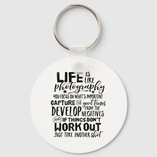 Porte-clés Photographe de citation de vie inspirationnelle (Recto)