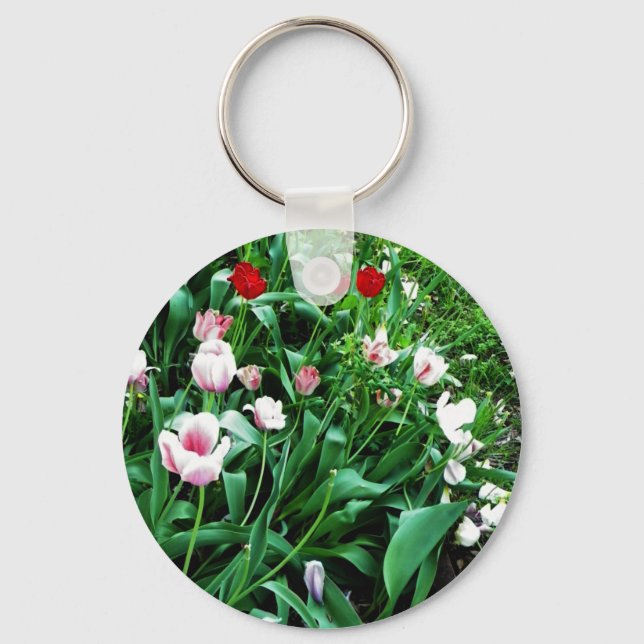 Porte-clés Photos de tulipes rouges et roses (Recto)