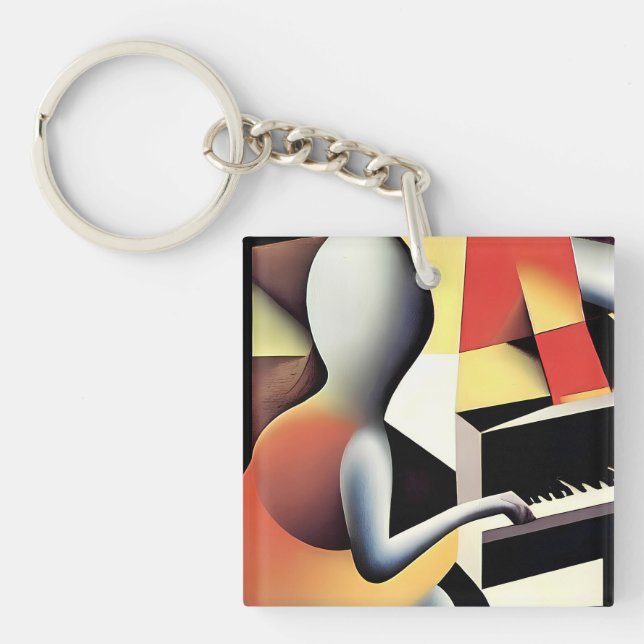 Porte-clés Piano Player - Art aérographe (Devant)
