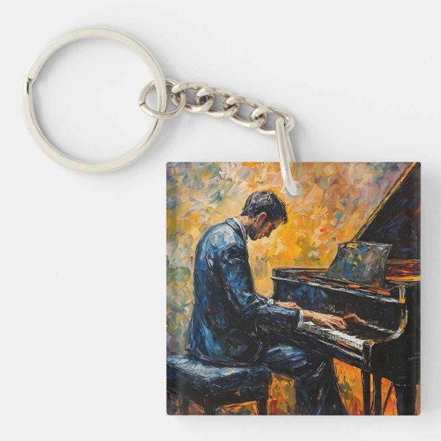 Porte-clés Piano Player - Peinture à l'huile (Devant)