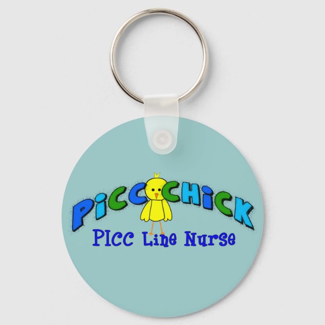 Porte-clés PICC Chick "PICC LINE NURSE" BLEUE Artsy Design (Recto)