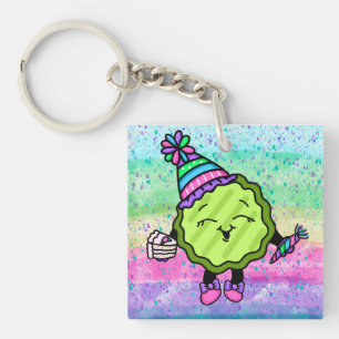 Porte-clés Pickle d'anniversaire   Rose et violet Casquette d