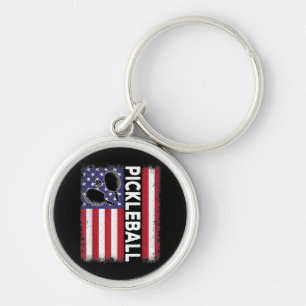 Porte-clés Pickleball American Flag Drôle amusant Pickleball