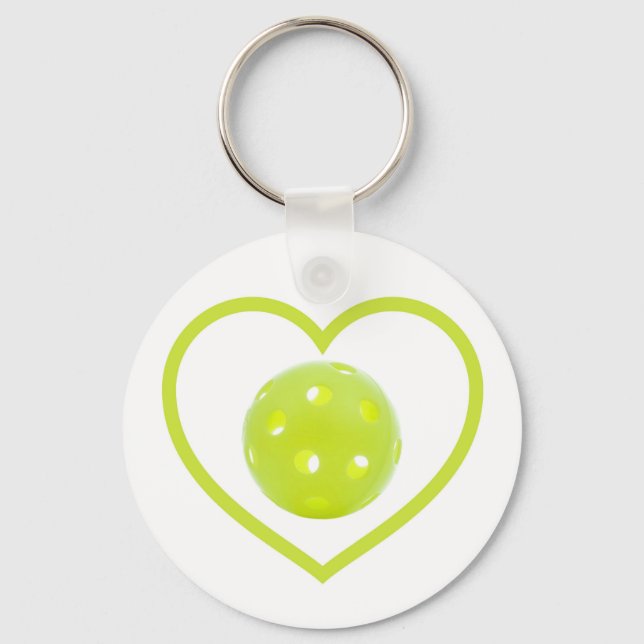 Porte-clés pickleball amour boule de cornichon jaune (Recto)