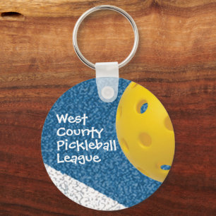 Porte-clés Pickleball avec nom, équipe ou ligue
