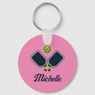 Porte-clés Pickleball avec pagaies et balle Nom personnalisé