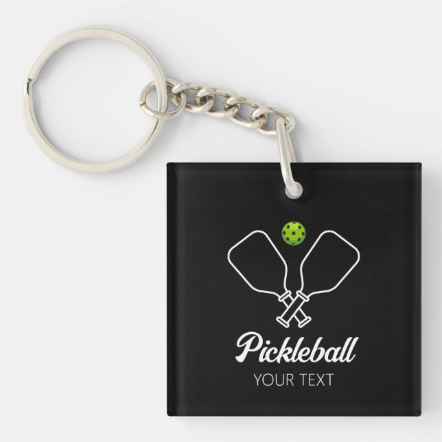 Porte-clés Pickleball avec pagaies et balle Personnalisé (Devant)