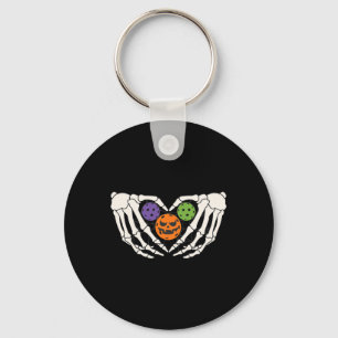 Porte-clés Pickleball Halloween Squelette Mains Amour Coeur P
