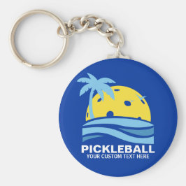 Porte-clés Pickleball Tropical Palm Tree Sun Votre texte pers