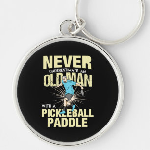 Porte-clés Pickleball - Vieux Homme Avec Pickleball Paddle