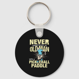 Porte-clés Pickleball - Vieux Homme Avec Pickleball Paddle