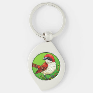 Porte-clés Pie grièche à dos rouge coloré