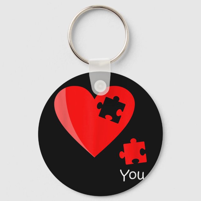 Porte-clés Pièce manquante Puzzle Coeur Valetines Chemise Jou (Recto)