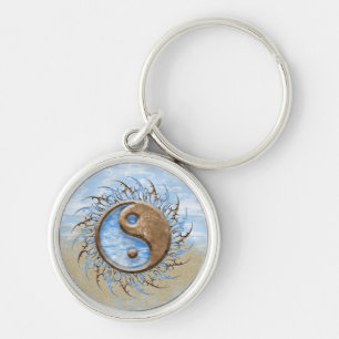 Porte-clés Pierre tribale et eau Yin Yang