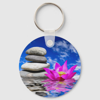 Porte-clés Pierres rocheuses et fleurs de Lotus