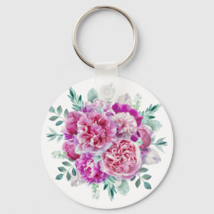 Porte-clés Pies rose pâle et violette