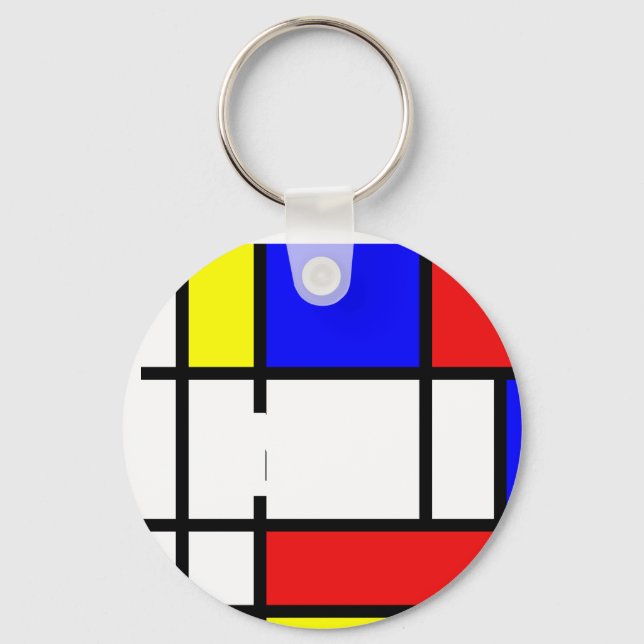 Porte-clés Piet Mondrian Art Style Moderne brillant Ajouter M (Recto)