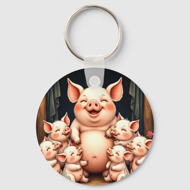Porte-clés  Pig Art – Mother & Piglets (Recto)