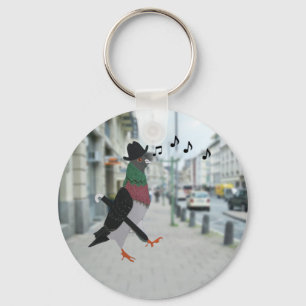 Porte-clés Pigeon À Travers Ville Drôle