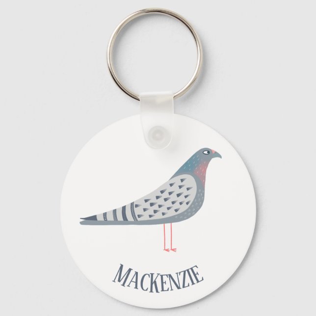 Porte-clés Pigeon Personnalisé (Recto)