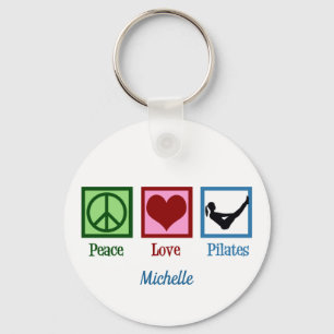 Porte-clés Pilates de Paix Amour Instructeur Monogramme