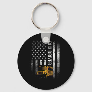 Porte-clés Pilote de bus Usa American Flag Funny Bus Driver C