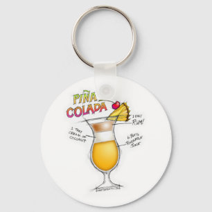 PORTE-CLÉS PINA COLADA RECETTE COCKTAIL ART