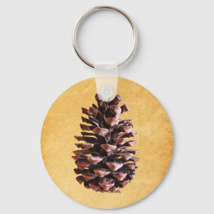 Porte-clés Pine Cône Sur Papier Vintage