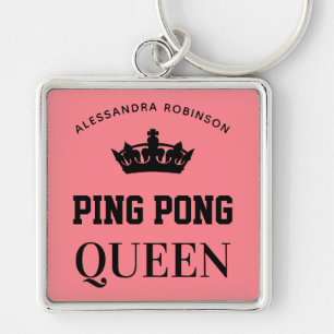 Porte-clés Ping Pong Queen Nom personnalisé