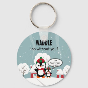 Porte-clés Pingouin Bébé Gris Mignonne En Neige D'Hiver