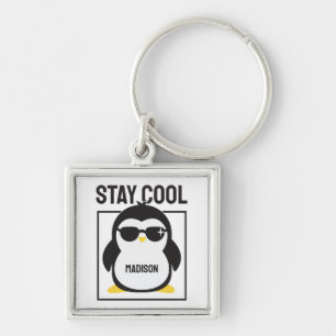 Porte-clés Pingouin cool de nom personnalisé