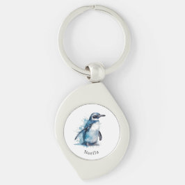 Porte-clés Pingouin d'aquarelle Arctique, personnalisé