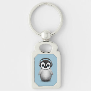 Porte-clés Pingouin mignon personnalisable DJ de bébé avec
