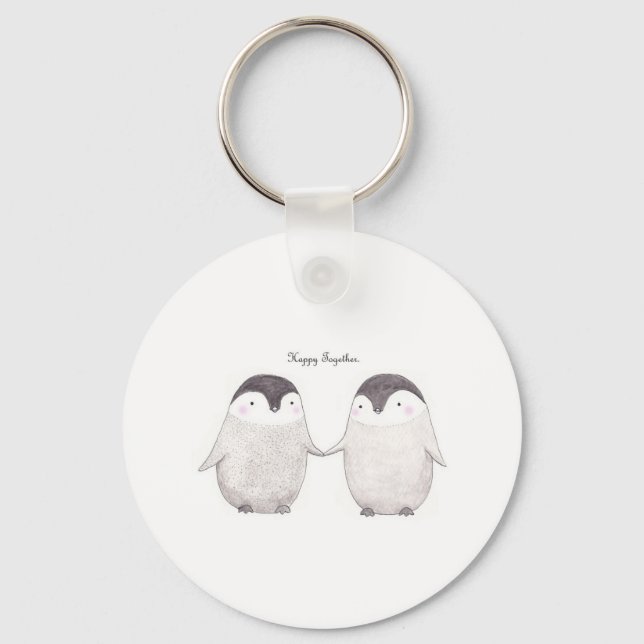 Porte-clés Pingouins heureux ensemble Porte - clé (Recto)
