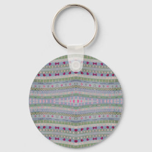 Porte-clés Pink and Green Pretty Hearts Motif