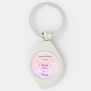 Porte-clés Pink and Silver 102e anniversaire Personnalisé