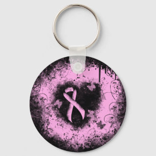 Porte-clés Pink Awareness Ribbon Grunge Heart