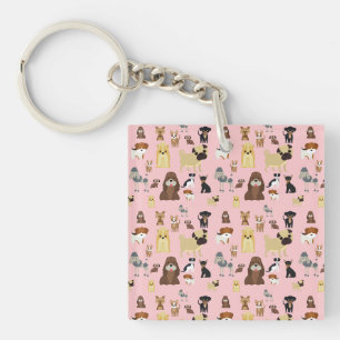Porte-clés pink background dogs