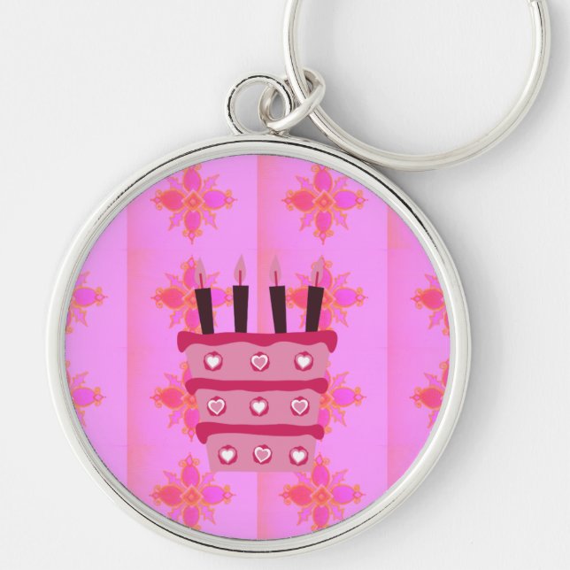 Porte-clés Pink Bird Cake Art Imprimer (Devant)