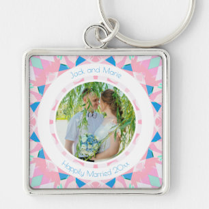 Porte-clés Pink Blue 5th Mariage Anniversaire Keepsaké cadeau